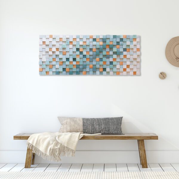 Mosaico mural en madera para salón
