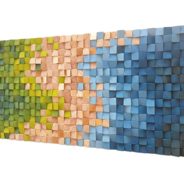Cuadro mural en madera azul y verde