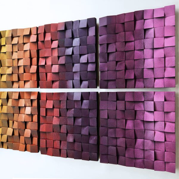 Set mural de madera en colores vibrantes