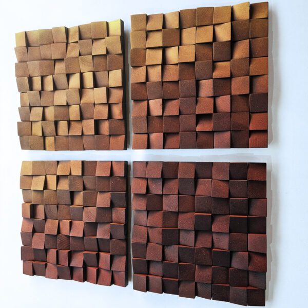 Mural de madera en tonos cálidos