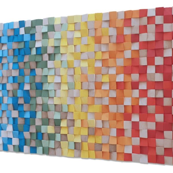Cuadro mural de madera en colores vibrantes