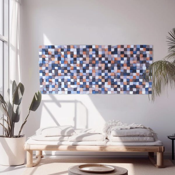 Cuadro mural en tonos grises y azules