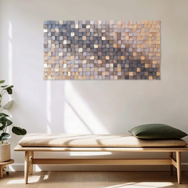 Arte mural en madera con tonos naturales
