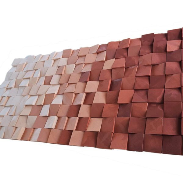 Mural de madera en tonos salmón