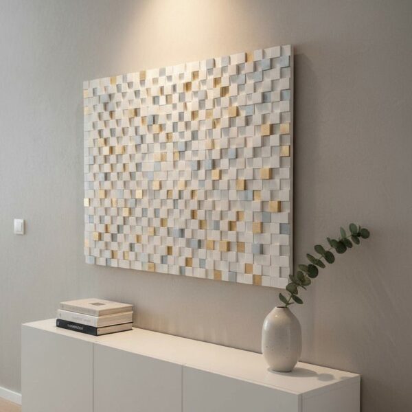 Decoracion de pared de madera blanco
