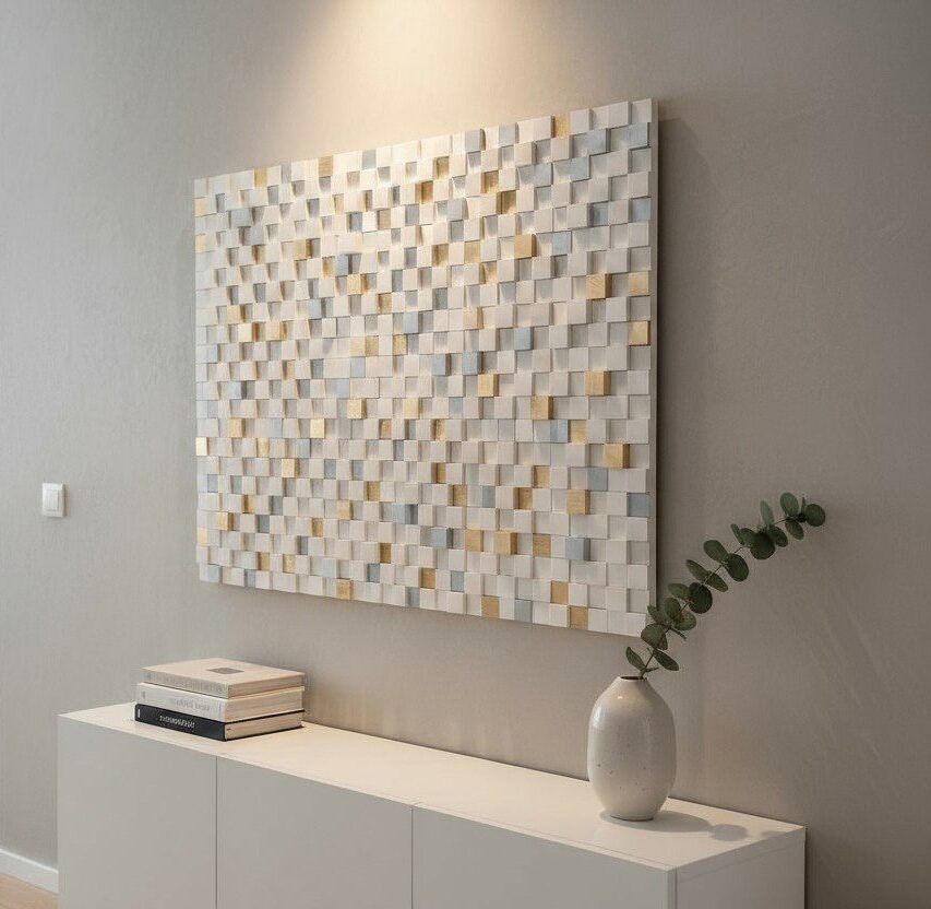 Decoracion de pared de madera blanco