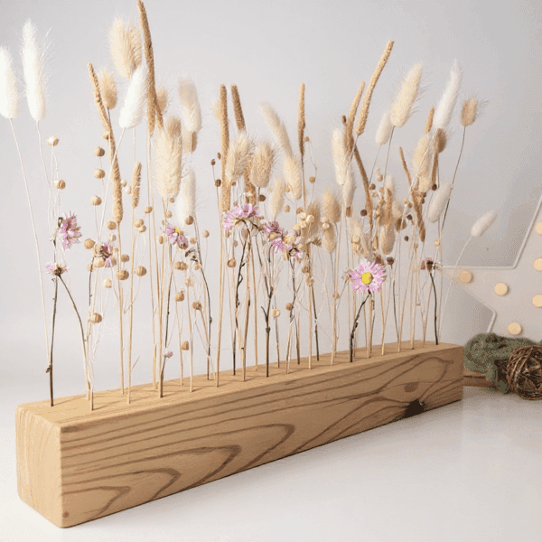Centro de mesa con flores seca en tonos claros, toque sencillo y delicado. Varios tamaños